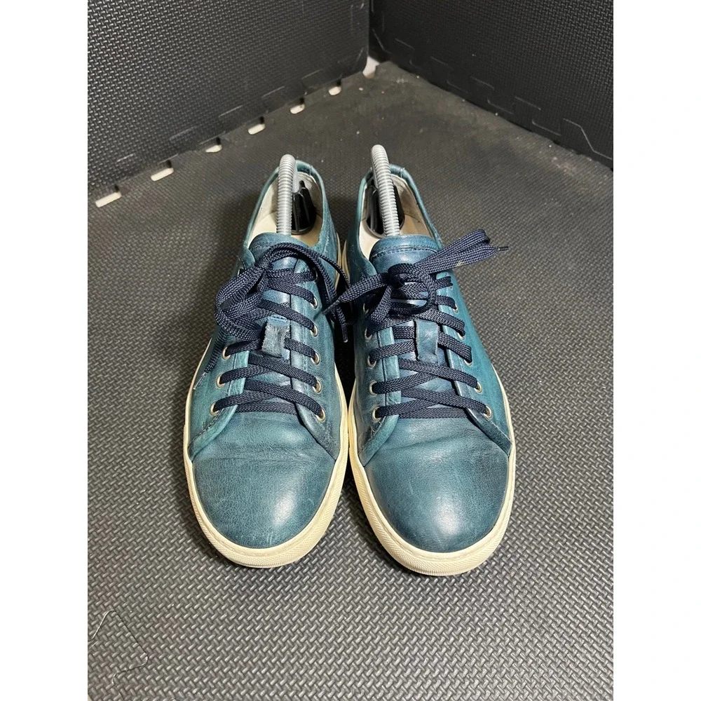 Saks Fifth Avenue Men Blue Leather Sneakers STAN 17 Classic Size 7 Made In Italy